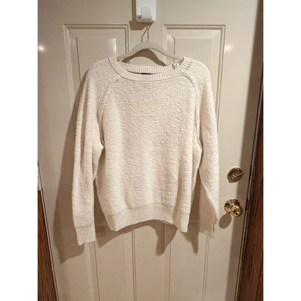 Daytrip Cream Textured Knit Sweater Women’s Large Ivory Cozy Pullover